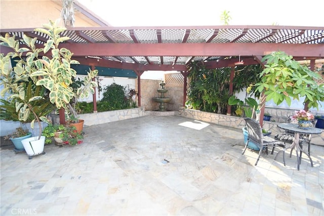 view of patio / terrace featuring a pergola