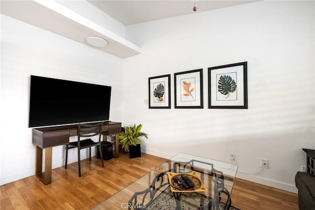 home office featuring wood-type flooring