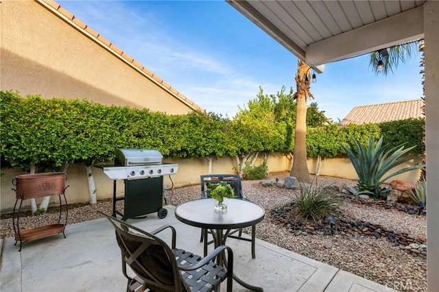 view of patio / terrace featuring a grill