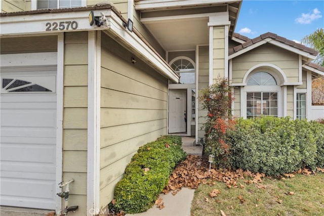 entrance to property with a garage