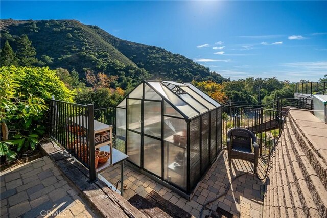 exterior space with a mountain view