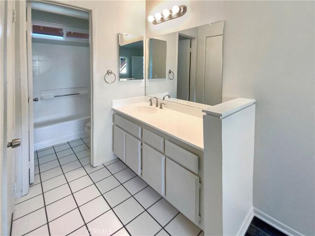 bathroom with tile patterned flooring, vanity, and toilet