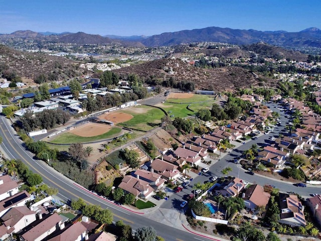 bird's eye view with a mountain view