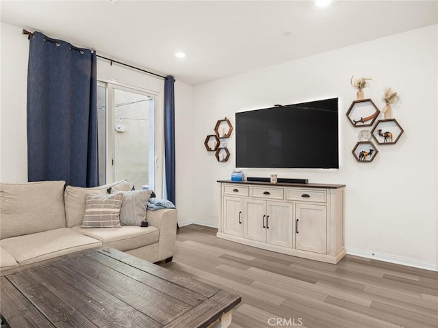 living room featuring light hardwood / wood-style flooring