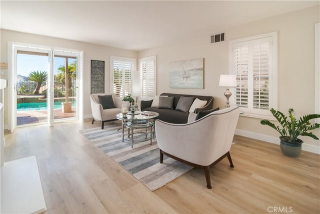 living room featuring light hardwood / wood-style flooring