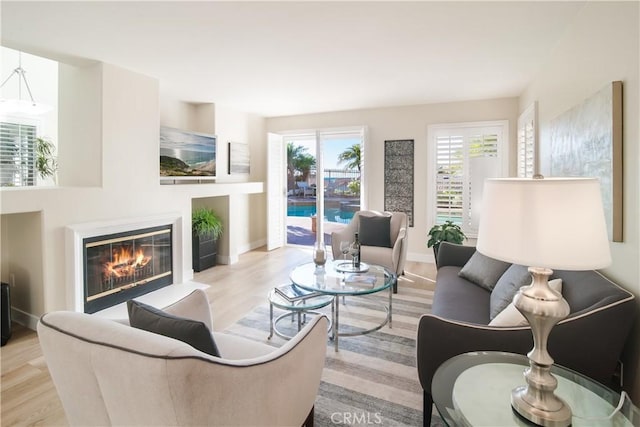 living room with light wood-type flooring