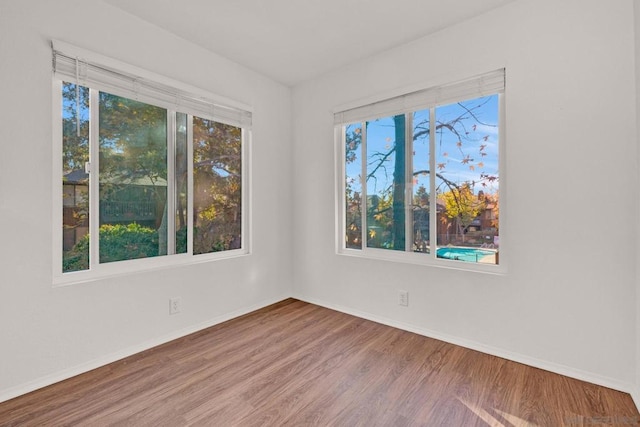 unfurnished room featuring a wealth of natural light and hardwood / wood-style flooring