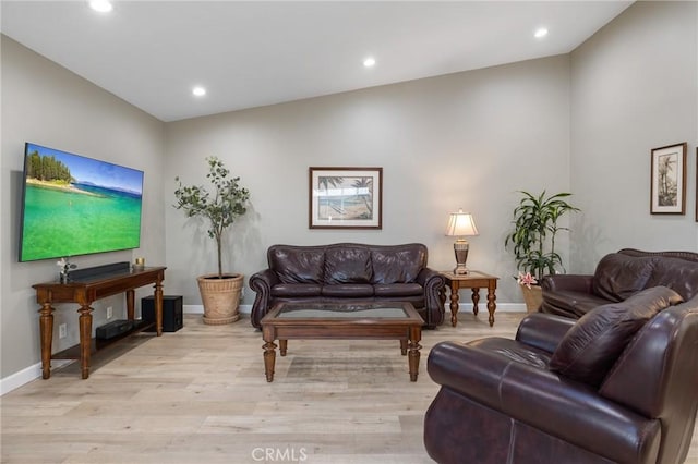 living room featuring light wood-type flooring