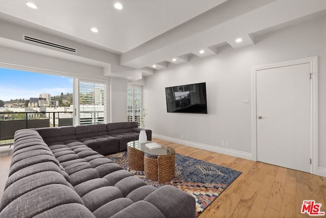 living room featuring light hardwood / wood-style floors