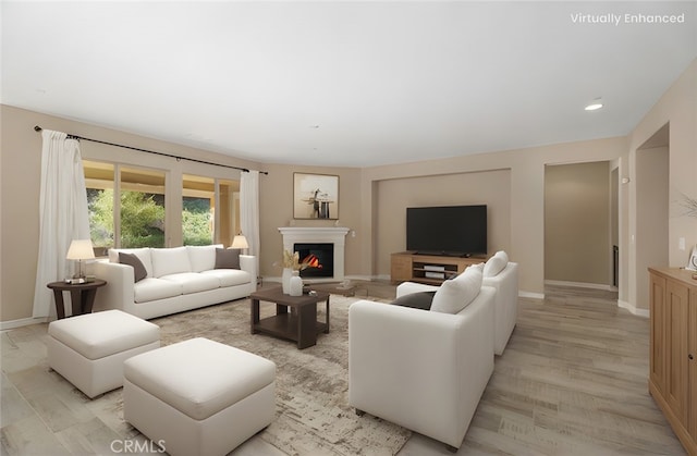 living room with light wood-type flooring