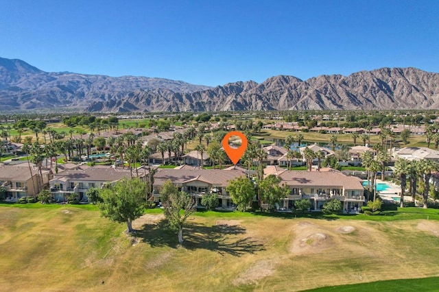 drone / aerial view with a mountain view