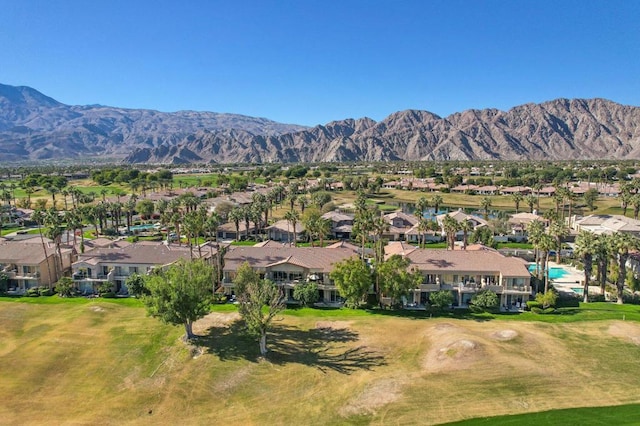 bird's eye view with a mountain view