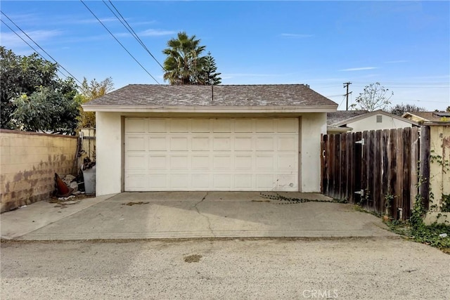 view of garage