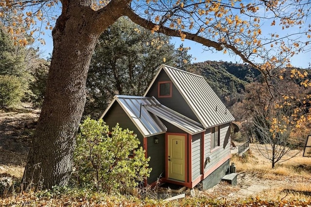 exterior space with a mountain view