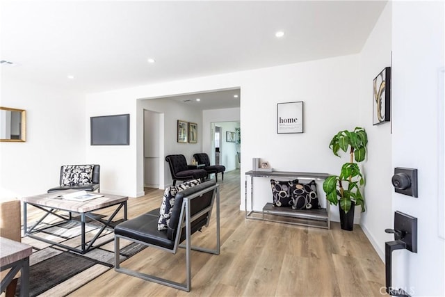 living room featuring light hardwood / wood-style flooring