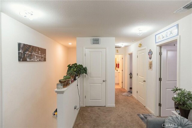 hallway with carpet flooring