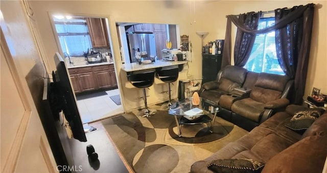 view of tiled living room