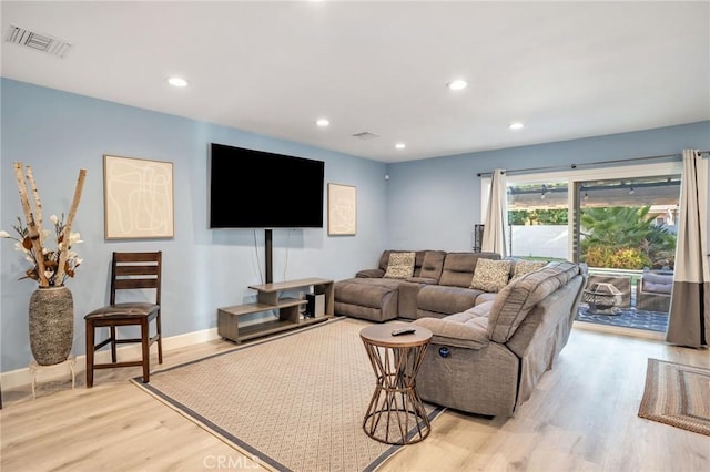 living room with light wood-type flooring