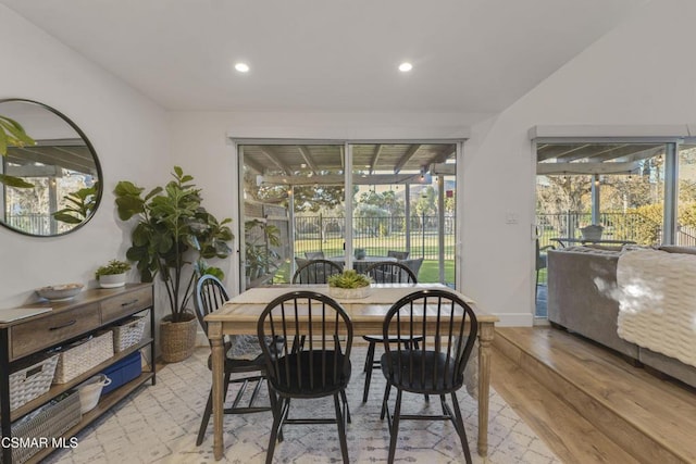 dining space featuring light hardwood / wood-style floors