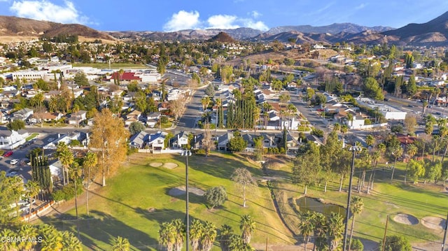 bird's eye view with a mountain view