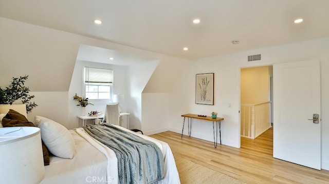 bedroom featuring light wood-type flooring