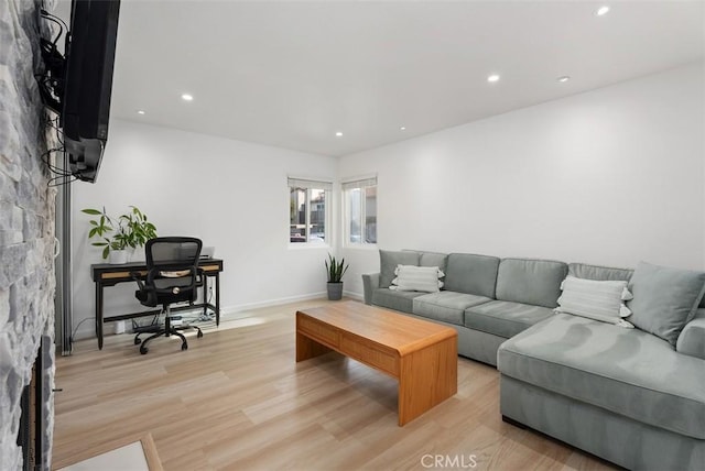 living room featuring light wood-type flooring