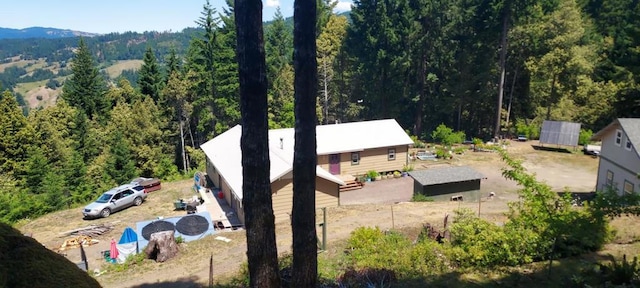 aerial view featuring a mountain view