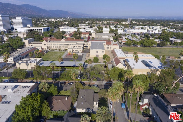 bird's eye view with a mountain view