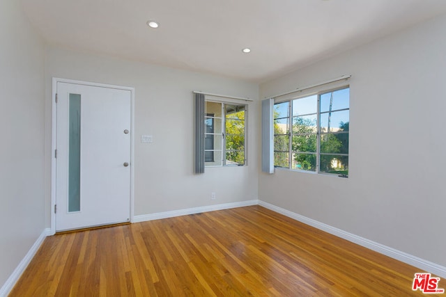 spare room with wood-type flooring