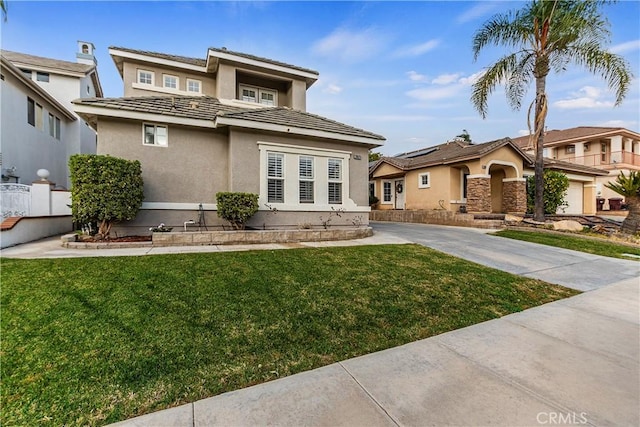 view of front of property with a front lawn