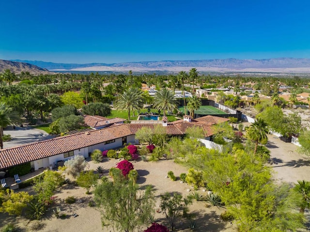 bird's eye view with a mountain view