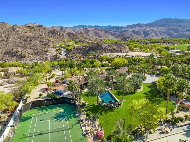 drone / aerial view with a mountain view