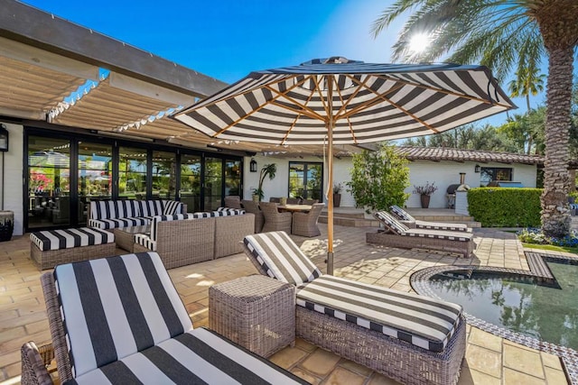 view of patio featuring outdoor lounge area