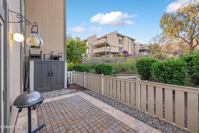 view of patio with a grill