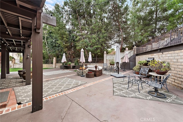 view of patio with an outdoor living space