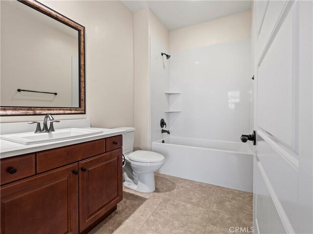 full bathroom featuring vanity, toilet, and tub / shower combination