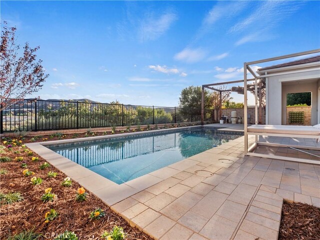 view of pool with a pergola and a patio area