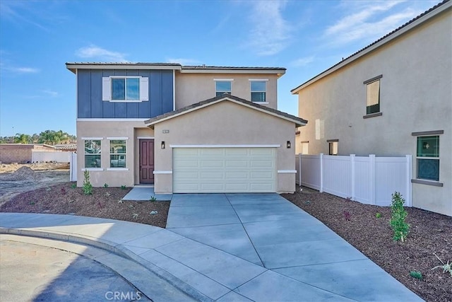 view of front property with a garage