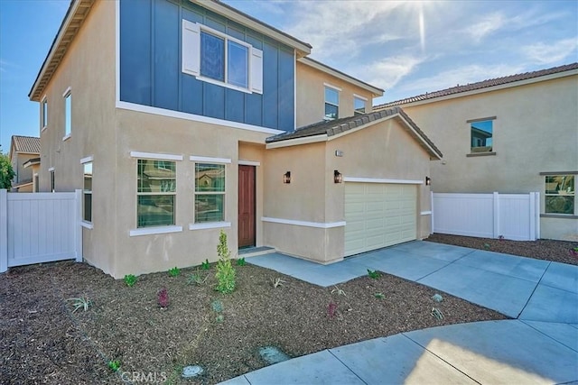 exterior space featuring a garage