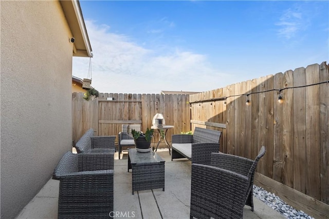 view of patio featuring an outdoor hangout area