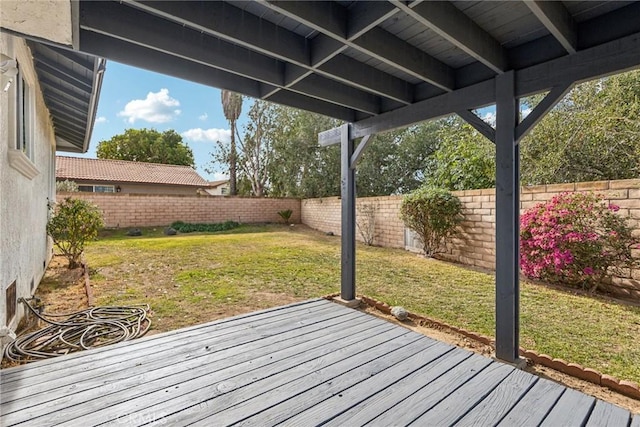 deck featuring a yard