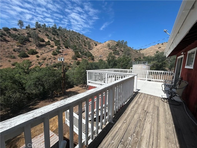 deck featuring a mountain view