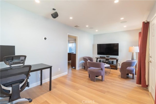 office space featuring light hardwood / wood-style flooring