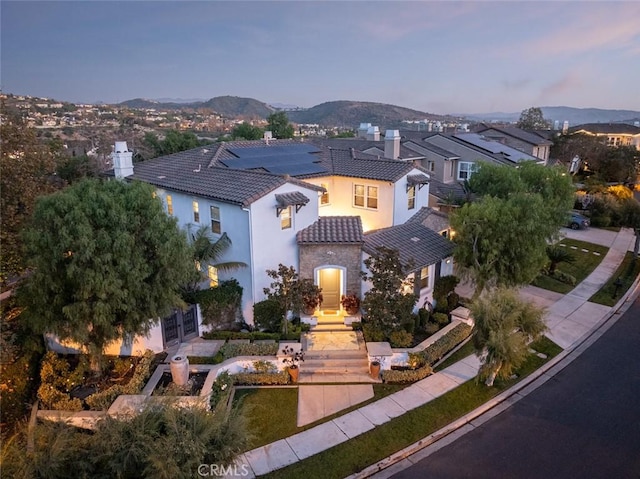 view of front facade with a mountain view