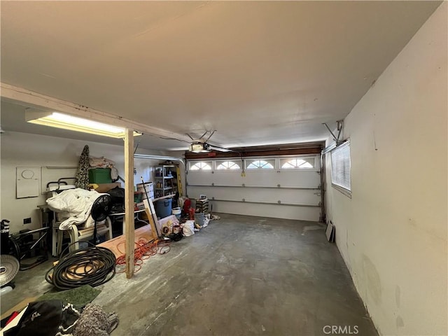 garage with a garage door opener