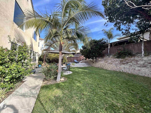 view of yard with a patio area