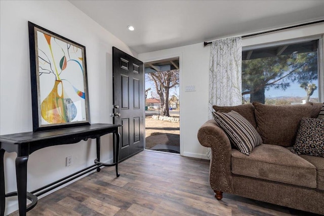 foyer entrance with dark hardwood / wood-style floors