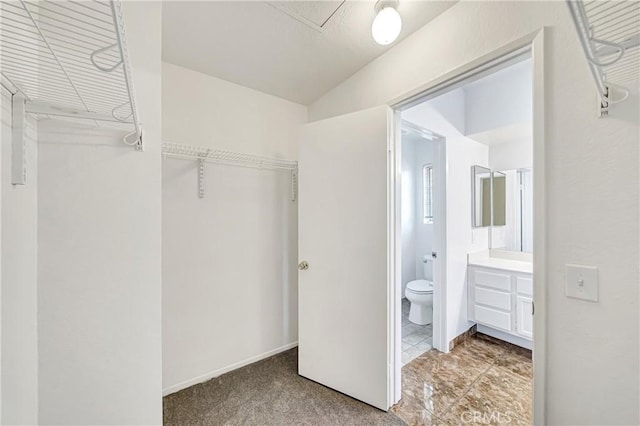 spacious closet with carpet flooring