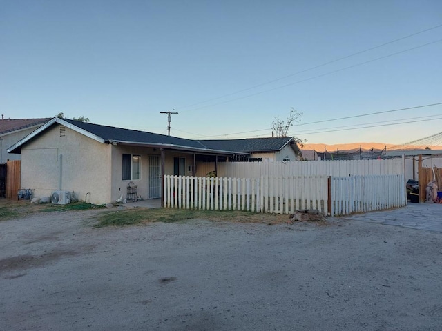 view of single story home