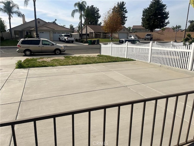 view of patio with a garage